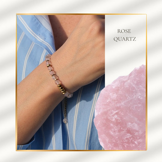 Kalp Açan An – Pembe Kuvars Bileklik (Altın Versiyon)